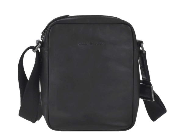 Leder Schultertasche "Pure Black"